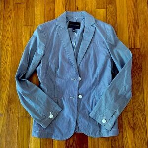Banana Republic blue and white striped Blazer w Notched Lapel and Tailored Fit